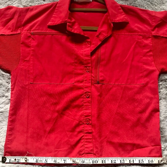 Vintage Preppy Sandpiper 80’s Collared Button Up Crop Polo Shirt mesh underarms - Picture 3 of 4
